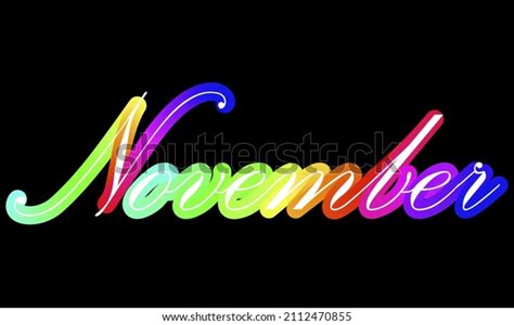 Blend Typography November Colorful Lettering Calendar Stock Vector