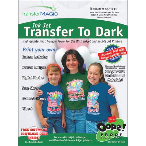 Transfer Magic 85 X 11 Dark Fabric Ink Jet Transfer Sheets 5ct