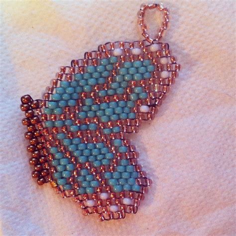 Copper Turquoise Beaded Butterfly Earring Brick Stitch Size Seed