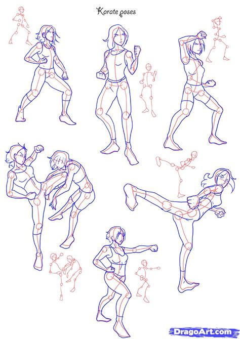How to Draw Fighting poses, Step by Step, Figures, People ... Free samples of various female poses.