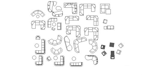 Multiple Common Sofa Sets And Chairs Elevation Blocks Cad Drawing