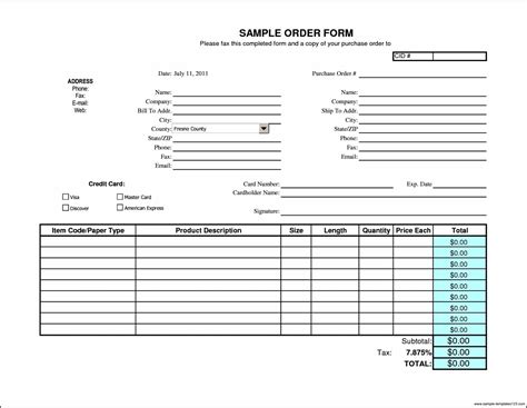 Printing Order Form Template Sampletemplatess