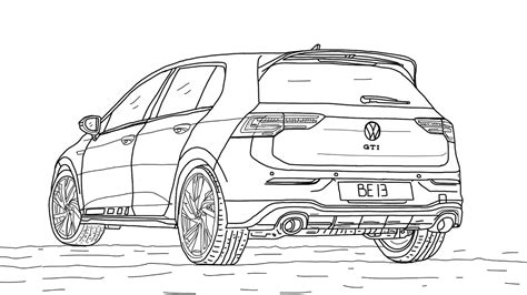 how to draw volkswagen golf gti clubsport 2021 youtube
