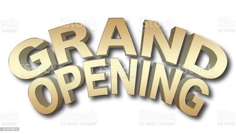 Golden Grand Opening Text On White Background Stock Photo Download