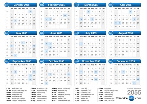 2055 Calendar
