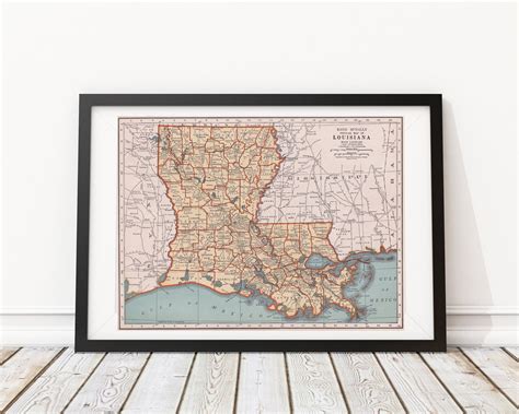 Buy Louisiana Vintage Map Poster Online — Landmass
