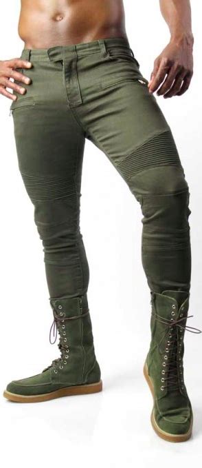 army green skinny jeans with stretch and plisse detail jean joggers men men