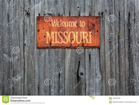 Rostiges Metallschild Mit Der Phrase Willkommen Nach Missouri