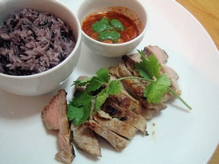 Sprinkle entire surface of beef tenderloin with coarse kosher salt. Riya's Kitchen: grilled pork tenderloin served with spicy dipping sauce and black sticky rice