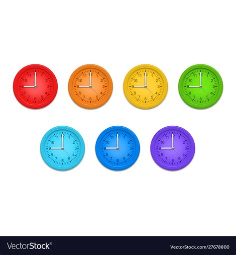 Realistic Detailed 3d Classic Clocks Wall Color Vector Image