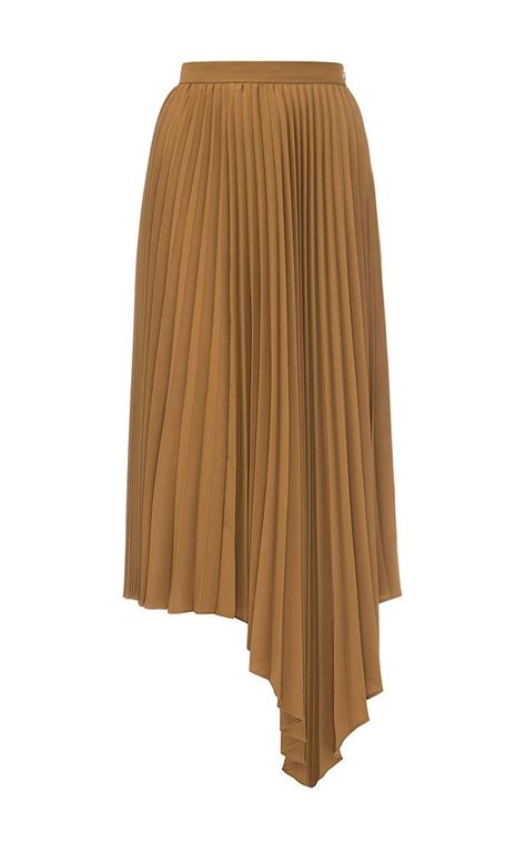 Flow The Label Brown Assymetric Pleated Skirt Fashion Pleated