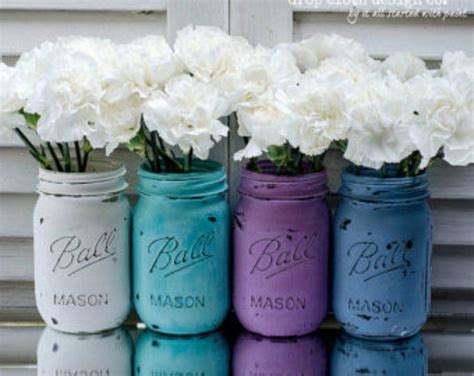 Daisy Painted Mason Jars Cobalt Blue And Yellow Painted Etsy Spring