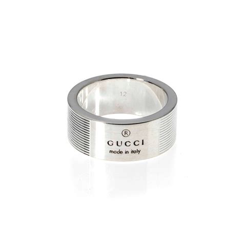 Gucci Mille Righe Sterling Silver Band Ring Ring Size 45 Luxury