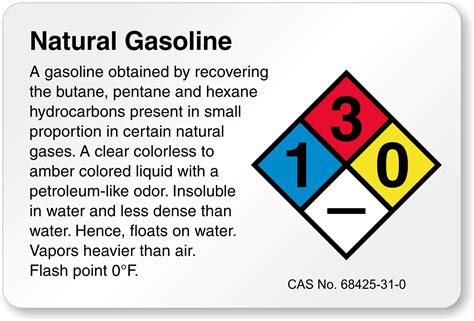 Horizontal Nfpa Natural Gasoline Label Sku Lb 1592 132