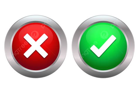 3d Circle Vector Right And Wrong Button Design In Red Green Colors
