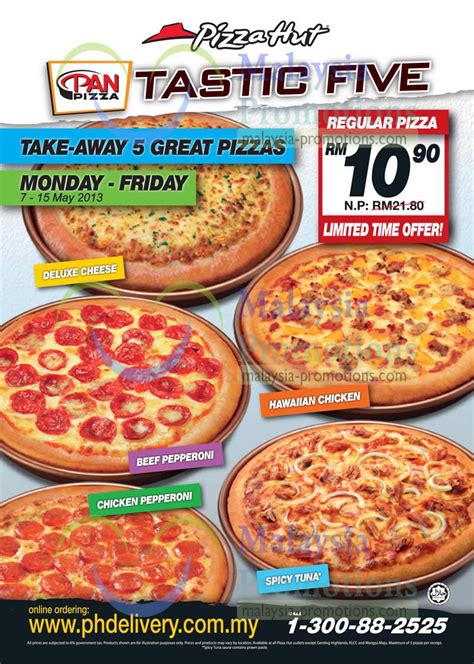 Menu pizza hut malaysia baru berikut ini dapat membuat anda ketagihan untuk membelinya lagi. Pizza Hut 50% Off Regular Pizza Takeaway Promo 7 - 15 May 2013
