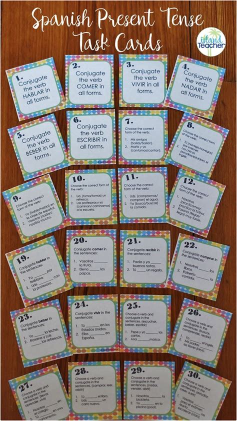 36 Task Cards to practice and review Spanish Present Tense Regular ...