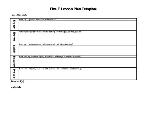5 E Lesson Plan Template Blank Lesson Plan Template Lesson Plan