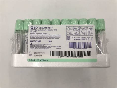BD 367960 Vacutainer PST Gel And Lithium Heparin Blood Collection Tubes