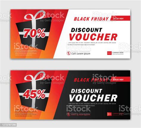 Black Friday Voucher Card Vector Template Discount Vouchers Red