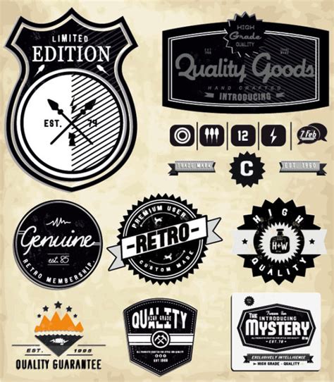 Set Of Vintage Commerce Labels Stickers Vectors Graphic Art Designs In