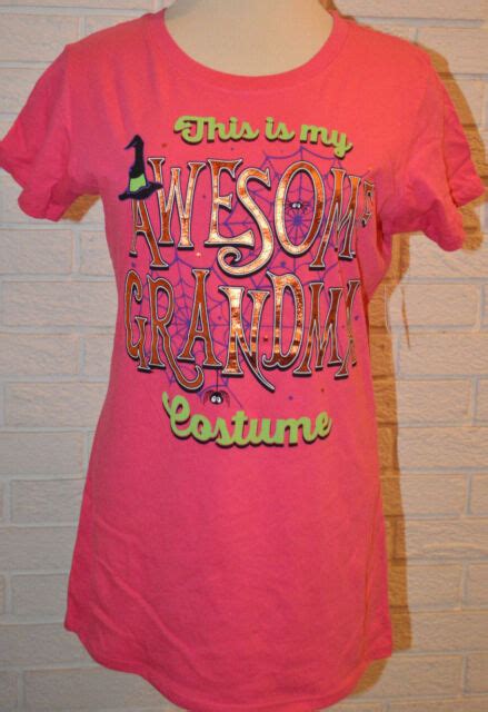 Womens Halloween Grandma Costume Short Sleeve Pink T Shirt Top Sz S M