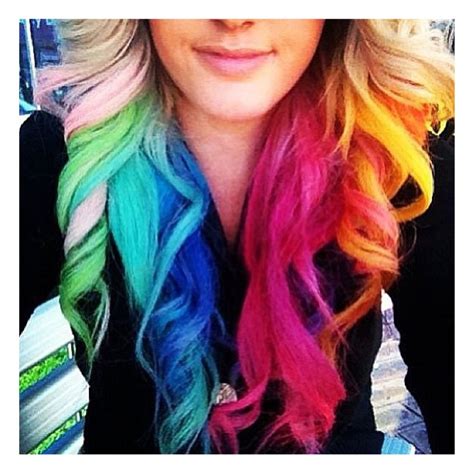Rainbow Colored Curls Hair Dye Tips Dip Dye Hair Hair Styles
