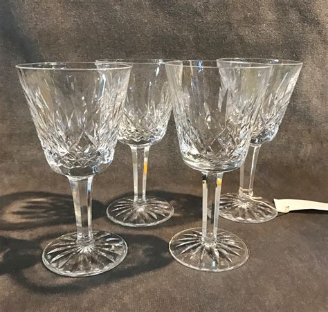 Set Of 4 Waterford Irish Crystal Lismore Claret Wine Glasses Stemware