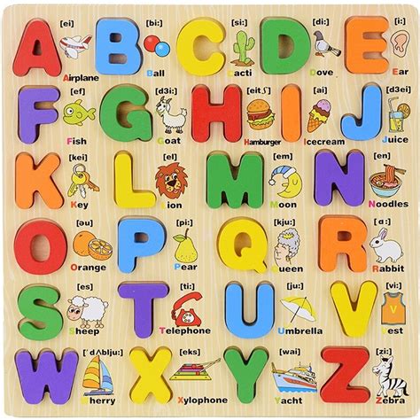 Forget the flashcards and try some of this engaging alphabet activities instead! 3D Wooden Alphabet Puzzles With Pictures for Children ...