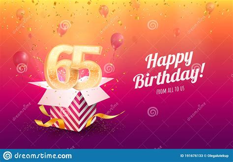 Celebrating 65th Years Birthday Vector Illustration Sixty Five