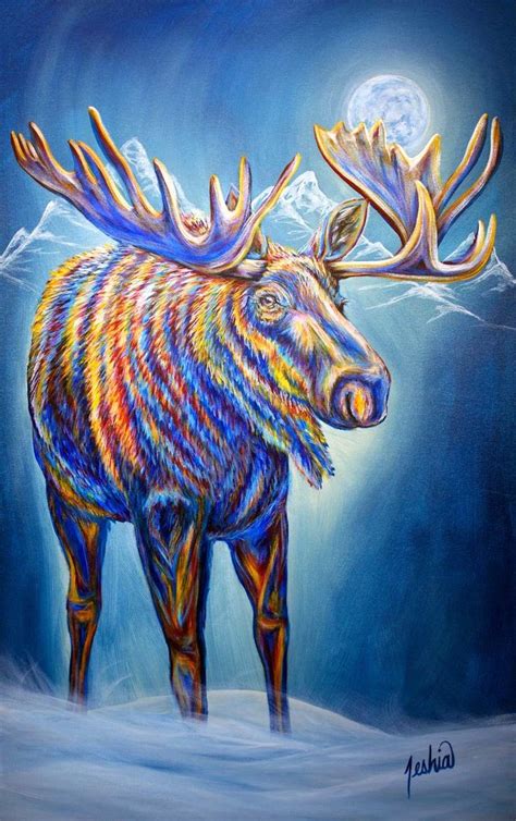 Moose Moon Fine Art Prints • Collection Teshiaart Moose Painting
