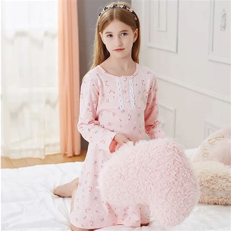 Girls Sleepwear Dress Girls Pajamas Cotton Floral Printed Tracksuits