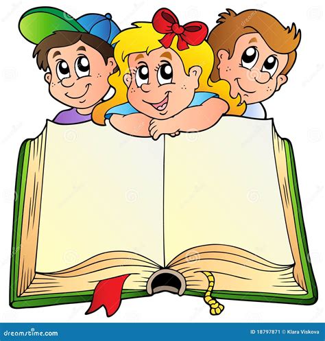 Trois Enfants Avec Le Livre Ouvert Illustration De Vecteur