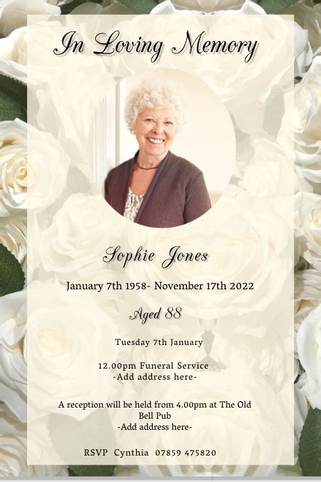 Funeral Poster Template Postermywall