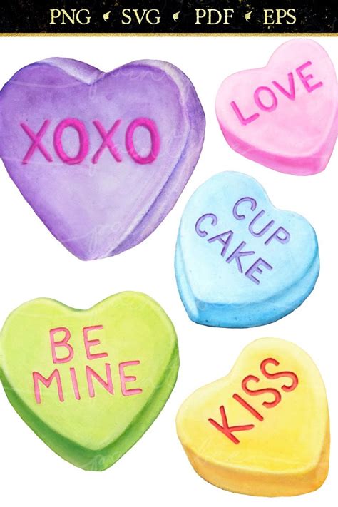 5 Sweetheart Candy Hearts Valentine Clipart Svg 828385