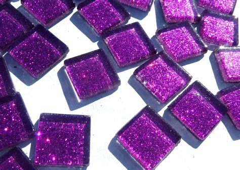 Purple Glitter Tiles 20mm Mosaic Tiles 25 Metallic Glass Tiles In