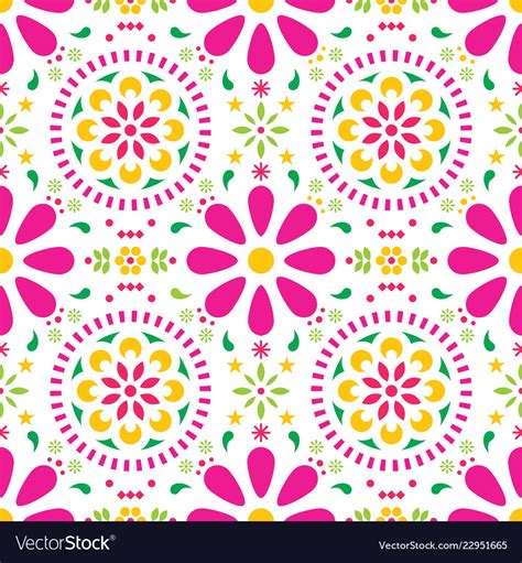 Mexican Floral Seamless Pattern Folk Royalty Free Vector