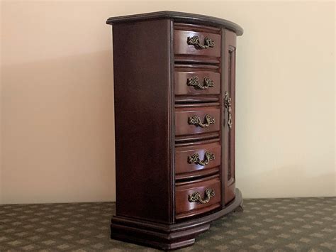 Vintage Jewelry Armoire Cabinet Box Storage Chest Stand Organizer