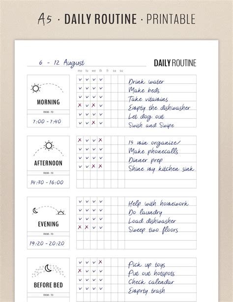Daily Routine Planner Printable Flylady Morning Routine Checklist Before Bed Routine Home
