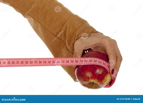 The Female Hand Holds An Apple Stock Photo Image Of White Thin