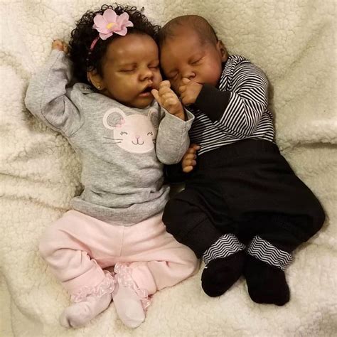 Black Reborn Baby Girl Dolls Twins 12 Sleeping Twins Boy And Girl