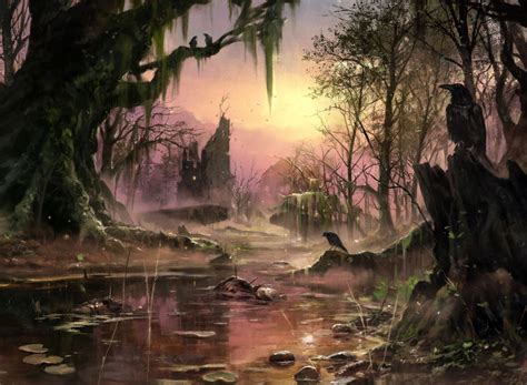 Artstation Mtg Swamp Paul Canavan Fantasy Landscape Fantasy Art