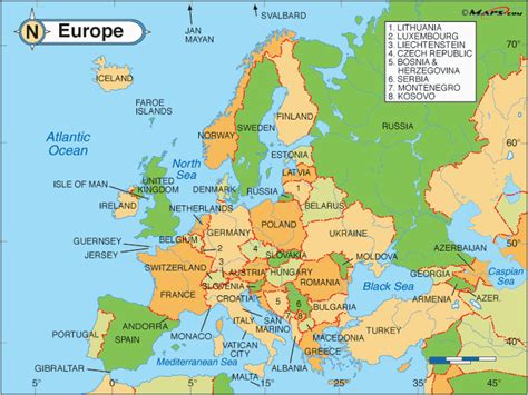 Europe And Asia Map With Countries