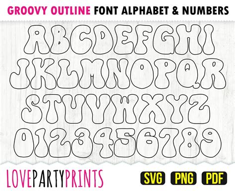Groovy Retro Font Alphabet Alphabet And Numbers Lettering Alphabet