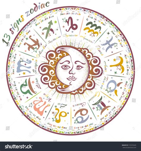 13 Signs Zodiac Astrological Circle Vector Stock Vector Royalty Free