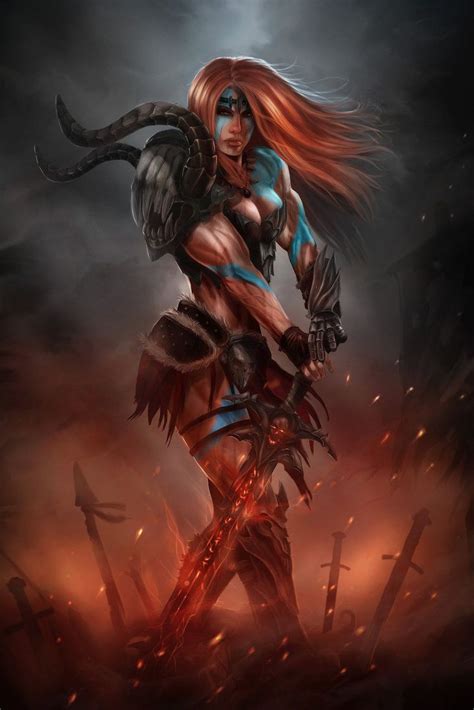 Diablo Iii Barbarian By El Sharko On Deviantart Fantasy Female