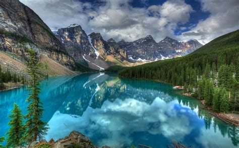 4597292 Nature Moraine Lake Landscape Canada Sky Hdr Forest