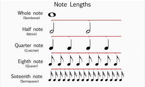 Note Lengths Music Theory Academy
