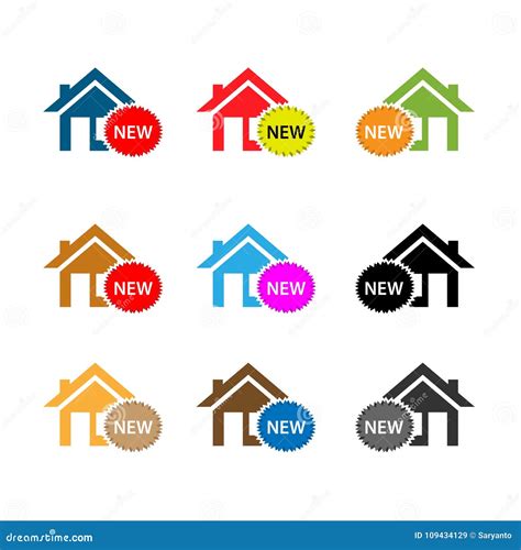 New House Icon Set Flat Design Stock Vector Illustration Of Building