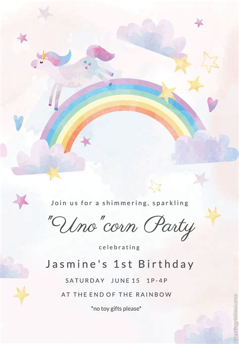 Editable Unicorn Birthday Invitations Templates Free